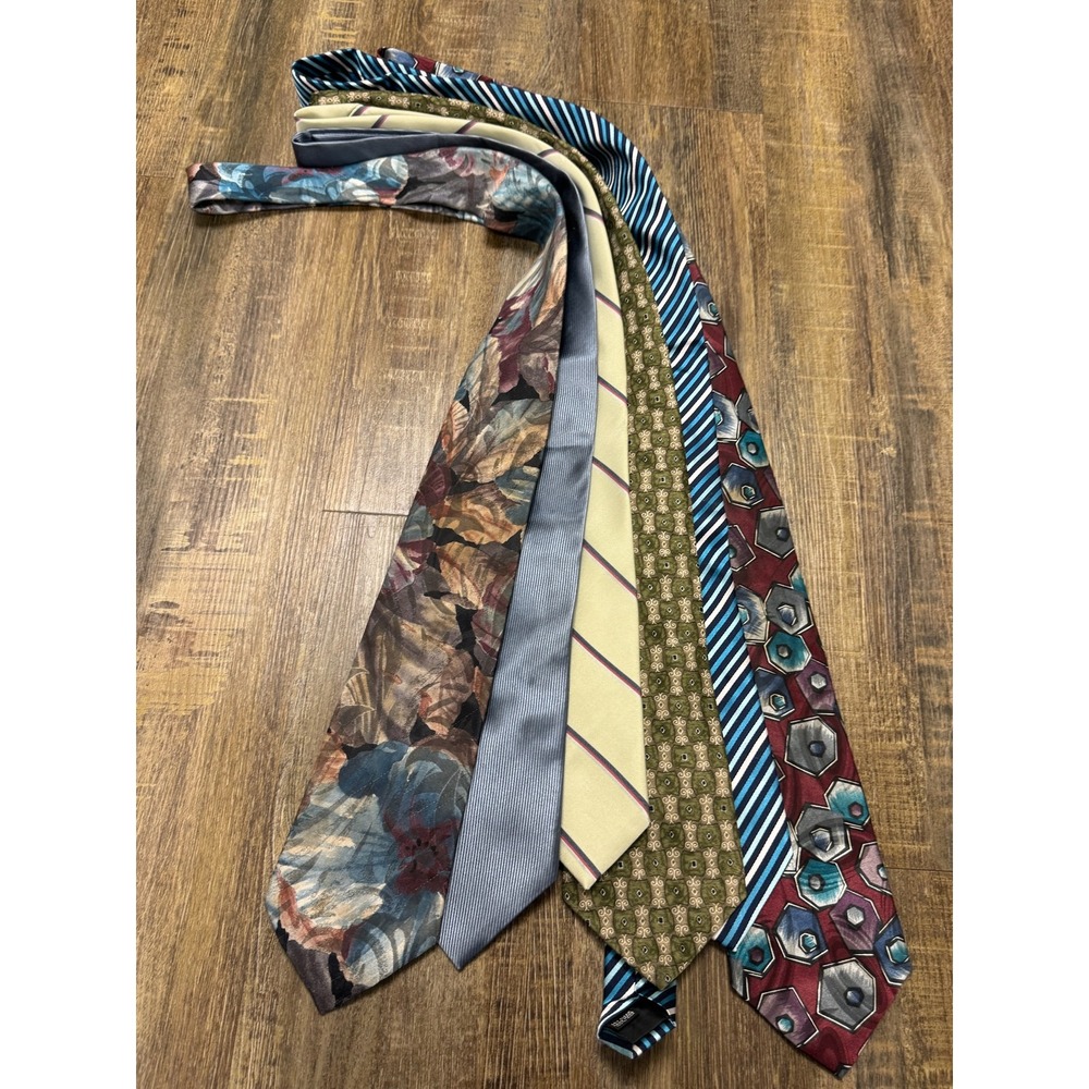 Mens Designer Vintage Necktie Lot of 6 Tasso Elba Wembley Royal Knight Ties